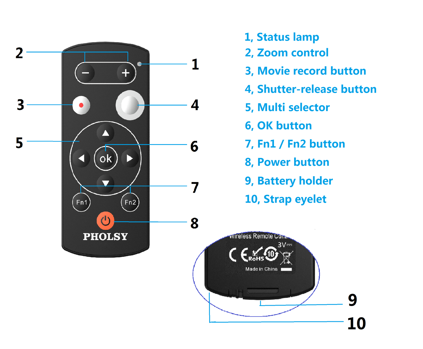 ML-L7 Bluetooth Camera Remote Wireless Shutter Release Control Compatible with Nikon Z30, Z6 II, Z7 II, Z fc, Z50, COOLPIX B600, A1000, P1000, P950