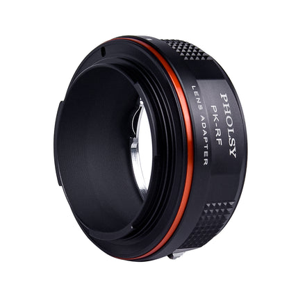 PHOLSY Lens Mount Adapter Manual Focus Compatible with Pentax K Mount Lens to Canon RF Mount Camera Body