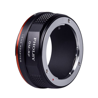 PHOLSY Lens Mount Adapter Manual Focus Compatible with Olympus OM Mount Lens to Canon RF Mount Camera Body