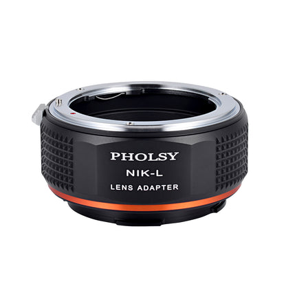 PHOLSY Lens Mount Adapter Manual Focus Compatible with Nikon F Mount Lens to Leica L Mount Camera Body