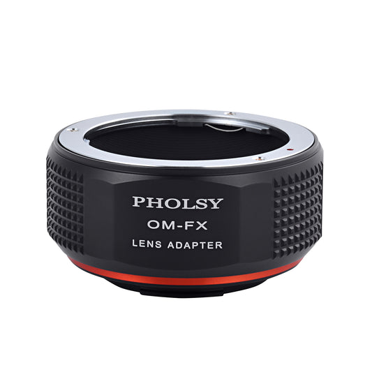 PHOLSY Lens Mount Adapter Manual Focus Compatible with Olympus OM Mount Lens to Fuji X Mount Camera Body