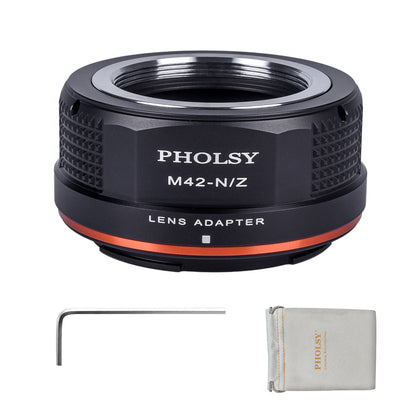 PHOLSY Lens Mount Adapter Manual Focus Compatible with M42 42mm Mount Lens to Nikon Z Mount Camera Body