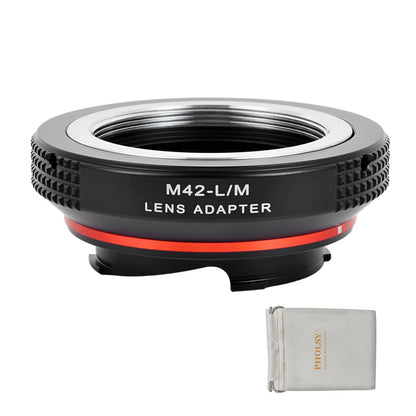 PHOLSY Lens Mount Adapter Manual Focus Compatible with M42 42mm Mount Lens to Leica M Mount Camera Body