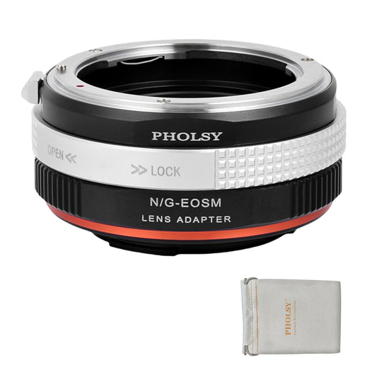 PHOLSY Lens Mount Adapter Manual Focus Compatible with Nikon F (G) Mount Lens to Canon EOS M (EF-M) Mount Camera Body