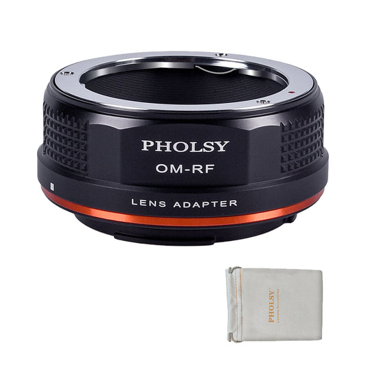 PHOLSY Lens Mount Adapter Manual Focus Compatible with Olympus OM Mount Lens to Canon RF Mount Camera Body