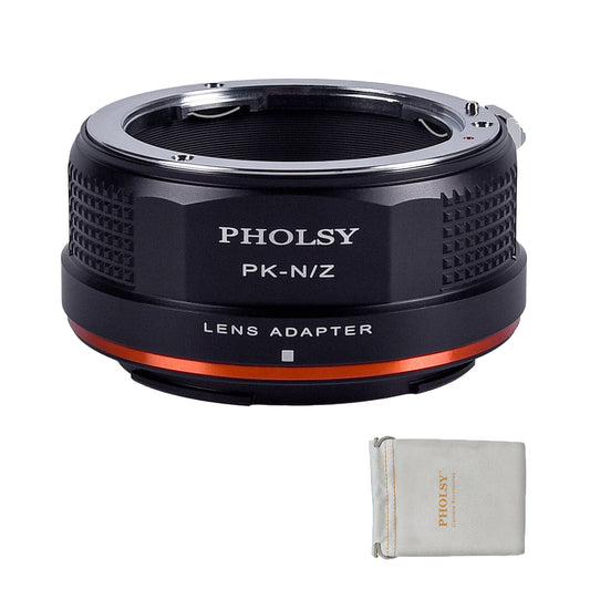 PHOLSY Lens Mount Adapter Manual Focus Compatible with Pentax K Mount Lens to Nikon Z Mount Camera Body