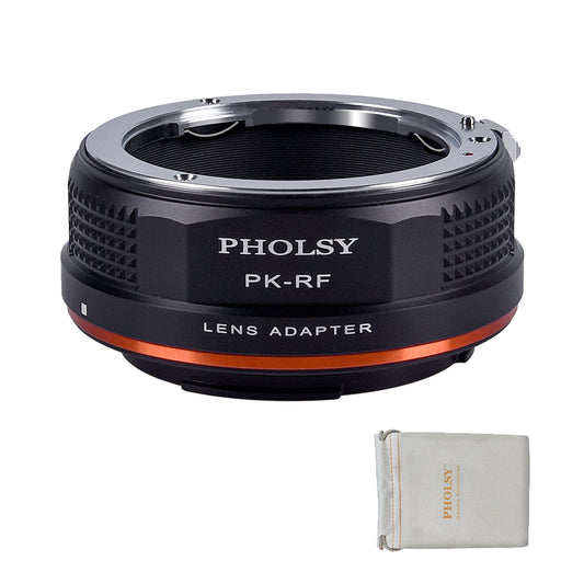 PHOLSY Lens Mount Adapter Manual Focus Compatible with Pentax K Mount Lens to Canon RF Mount Camera Body