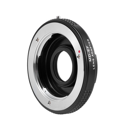 PHOLSY Lens Mount Adapter Manual Focus with Optical Glass and Cap Compatible with Minolta MD MC Mount Lens to Canon EOS EF Mount Camera Body